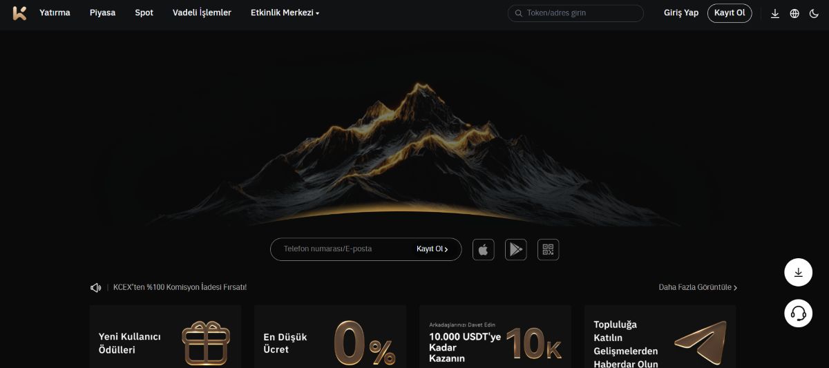 7. KCEX – Düşük İşlem Komisyonları İçin En İyi Platform