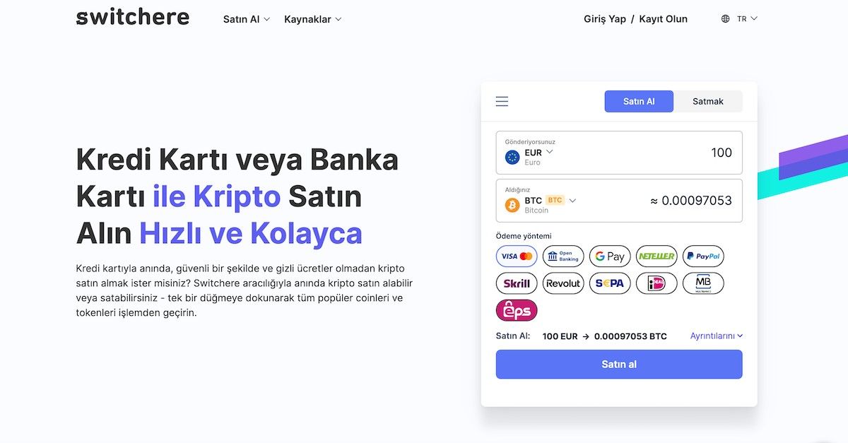 kredi kartı ile kripto almanızı sağlayan anonim borsa switchere