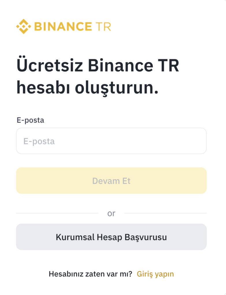 Binance tr kayıt olma