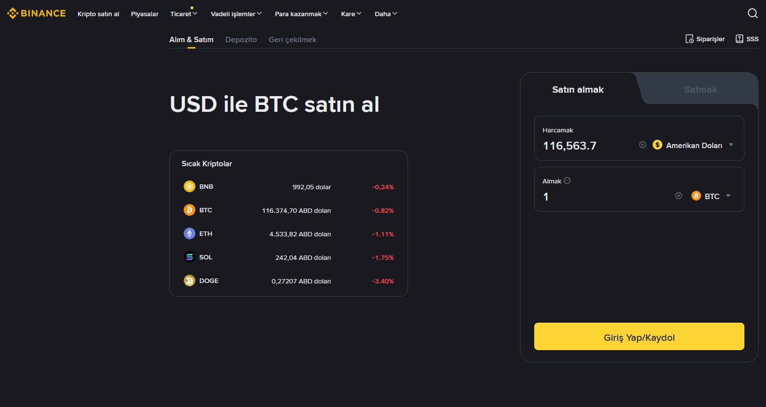 Binance spot işlemler hakkında bilgiler