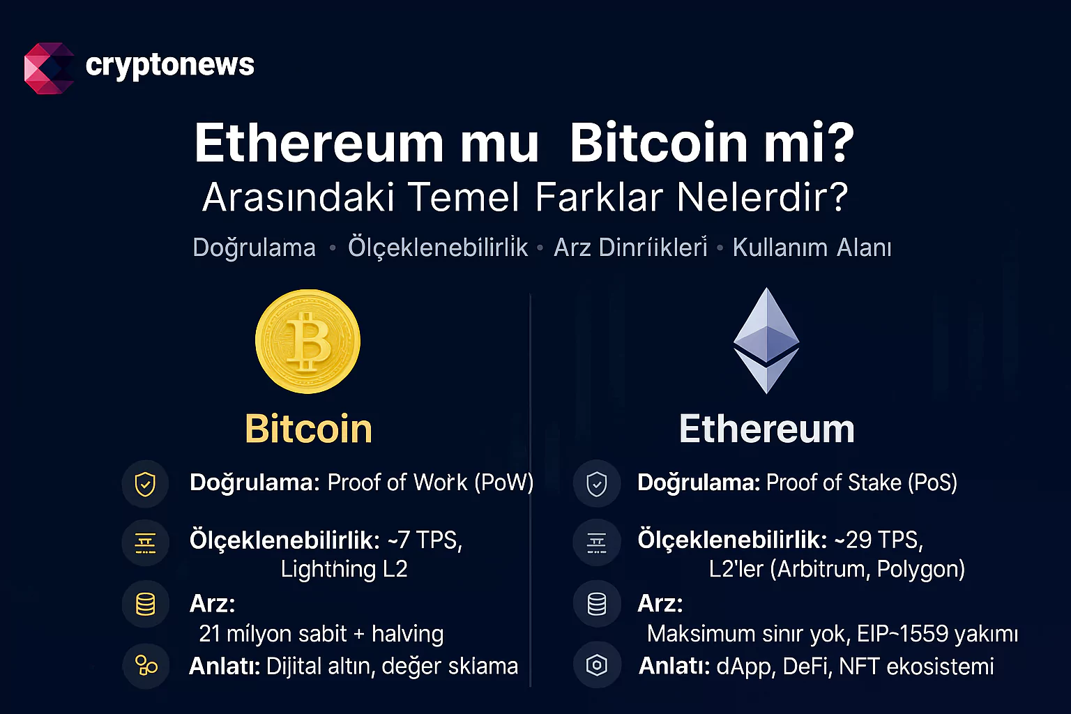 Ethereum mu Bitcoin mi? Arasındaki Temel Farklar Nelerdir?