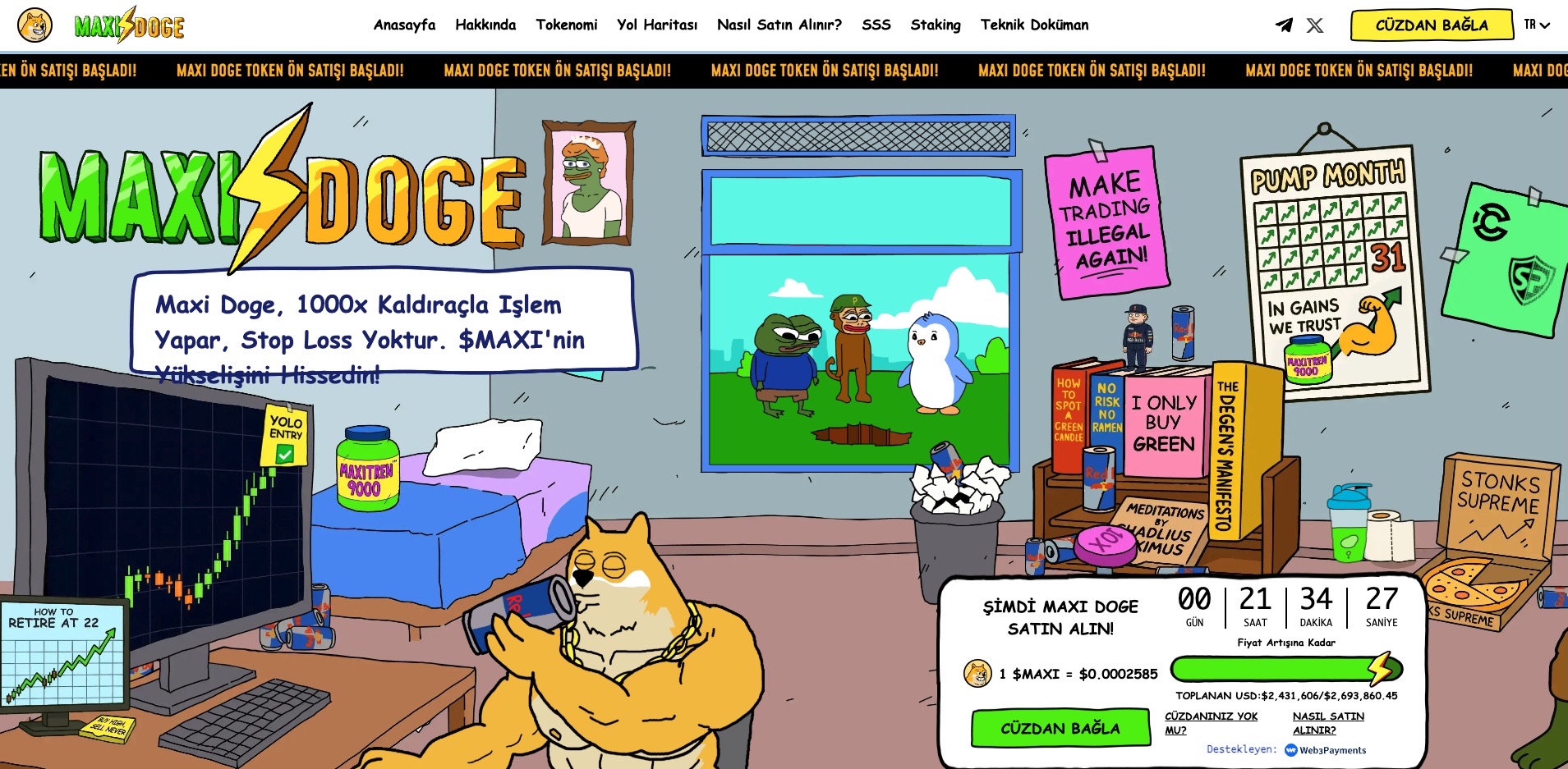 en iyi köpek temalı meme coinler. Maxi Doge