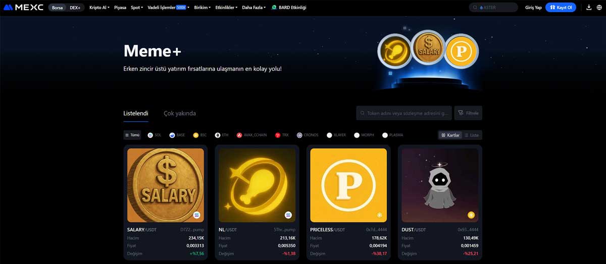 MEXC'de yeni çıkan meme coinler