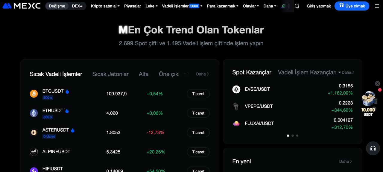 mexc - en iyi kripto borsaları