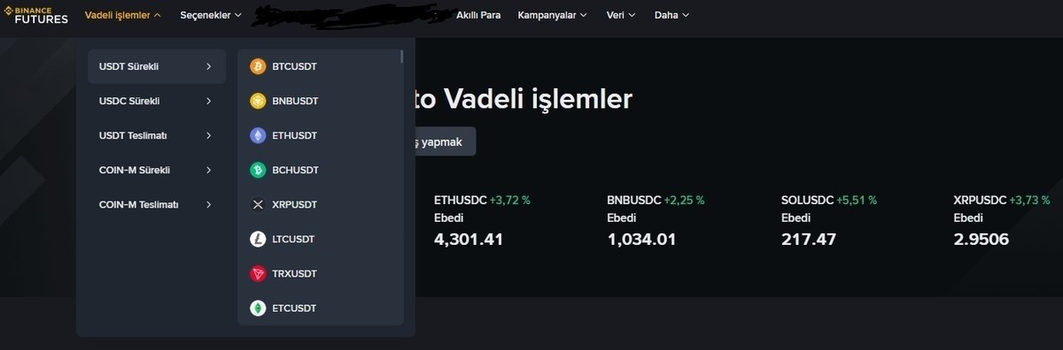 Kripto spot işlemler ve vadeli işler- binance