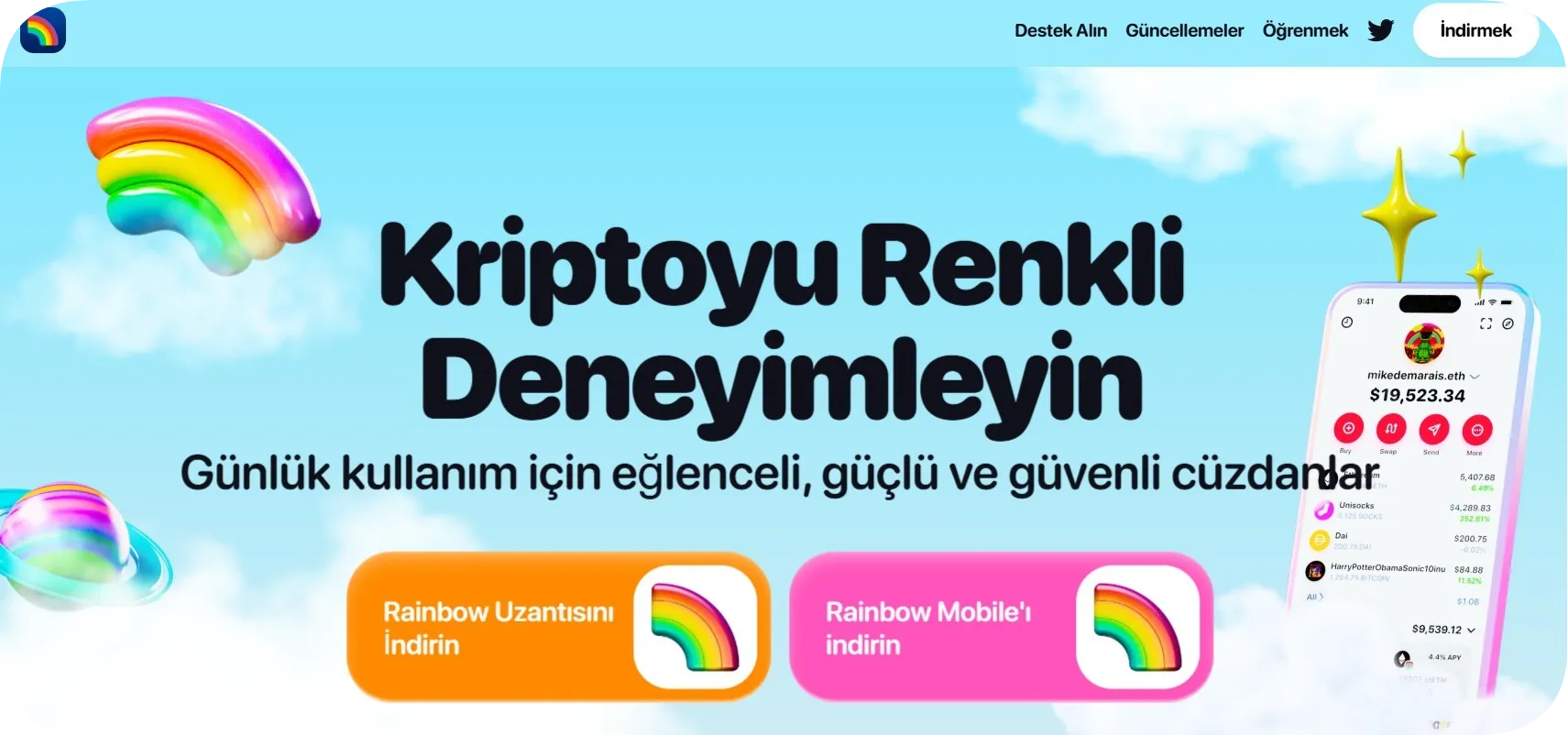 En iyi kripto airdrop projeleri arasındaki Rainbow ile Swap, Köprüleme ve Referanslarla Haftalık ETH Kazanın