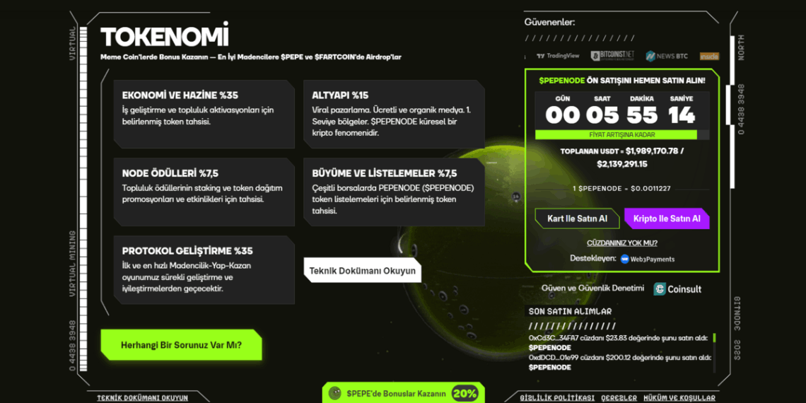 En çok artış beklenen coinler arasında PEPENODE – Oyunlaştırılmış Node Ekonomisi ve İnteraktif Madencilik