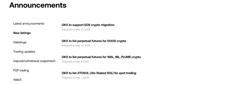 OKX’te Yeni Listelemeleri Nasıl Bulursunuz?