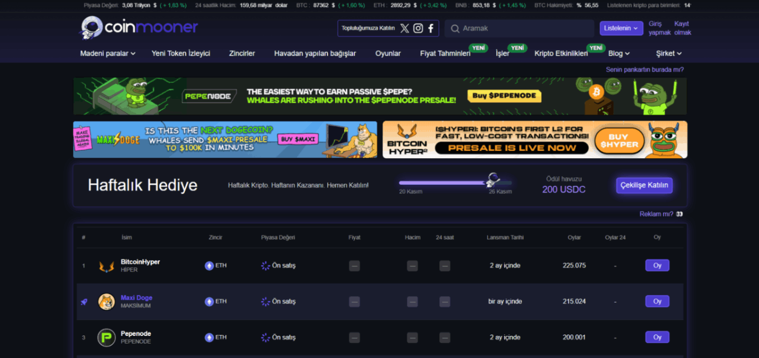 yeni listelenecek en iyi ön satış coinleri