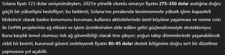 DeepSeek Solana fiyat tahmini