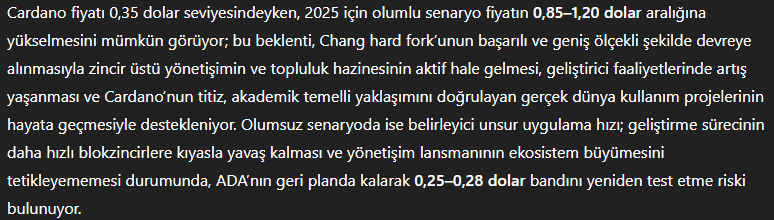 DeepSeek Cardano fiyat tahmini