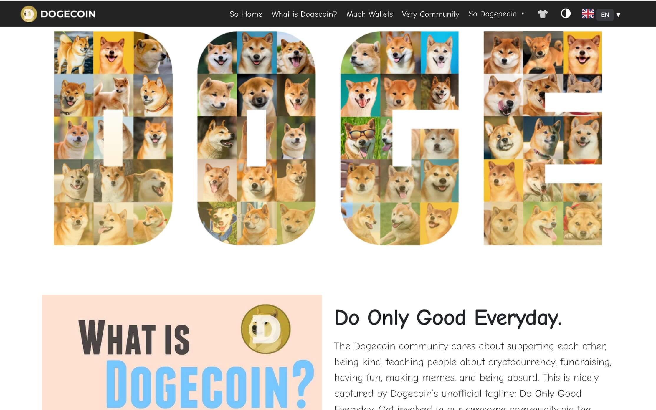 ドージコインの公式ホームページ、コミュニティ画面