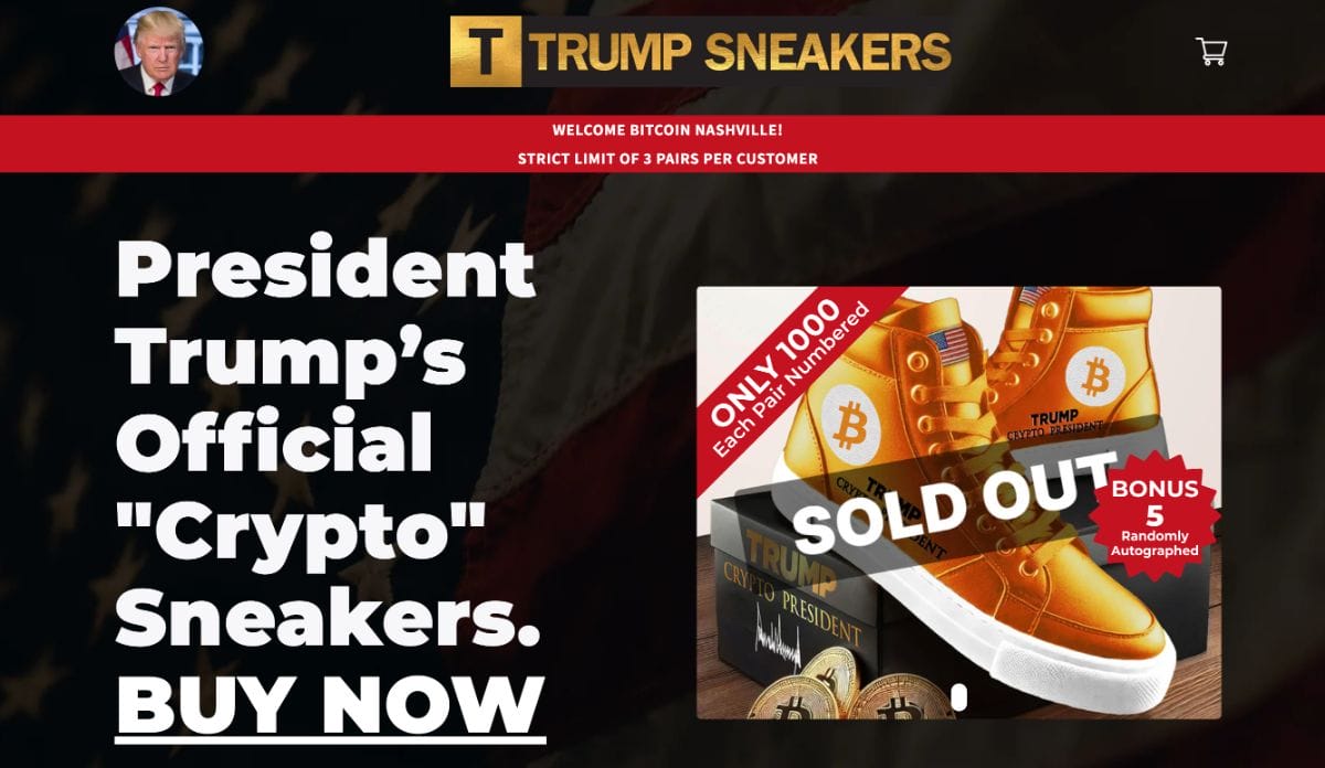 トランプ氏が販売するビットコインスニーカー