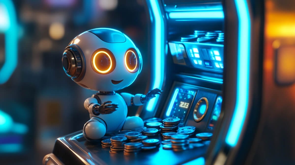 コインゲームを楽しむミニAIロボット