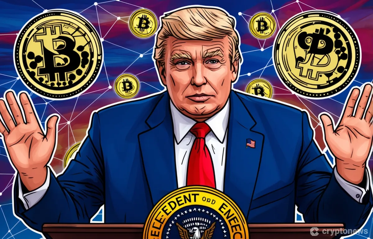 トランプ氏とブロックチェーンのイメージ