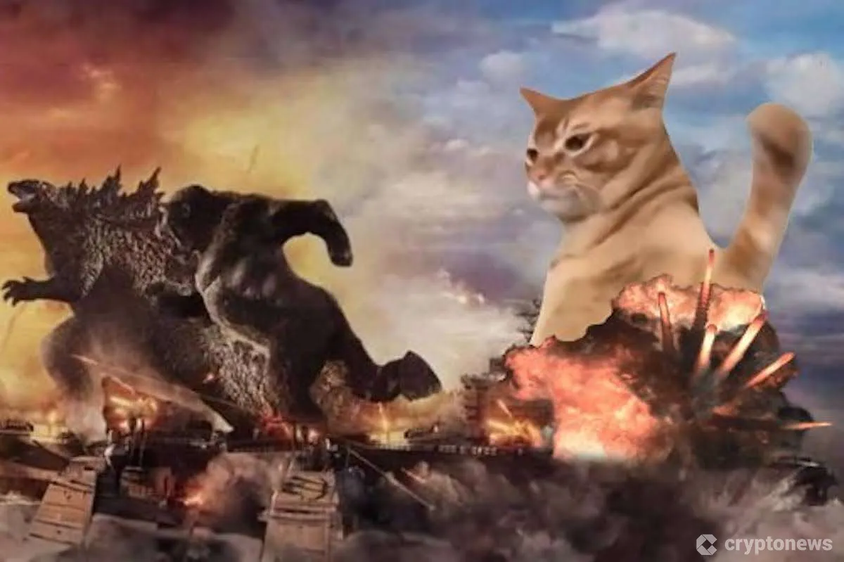 ゴジラとキングコングをパンチする猫