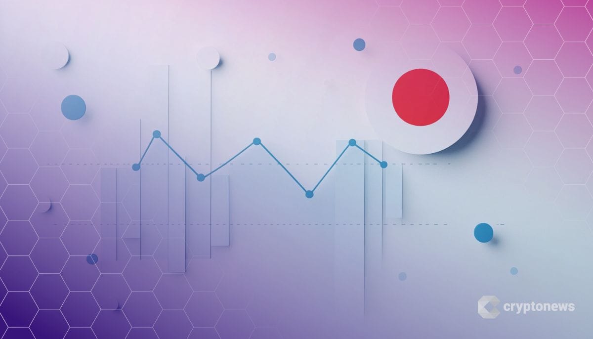 日本と暗号通貨チャートのイメージ