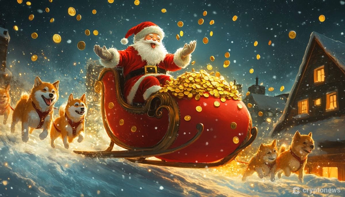 クリスマスにコインをばら撒くサンタクロース
