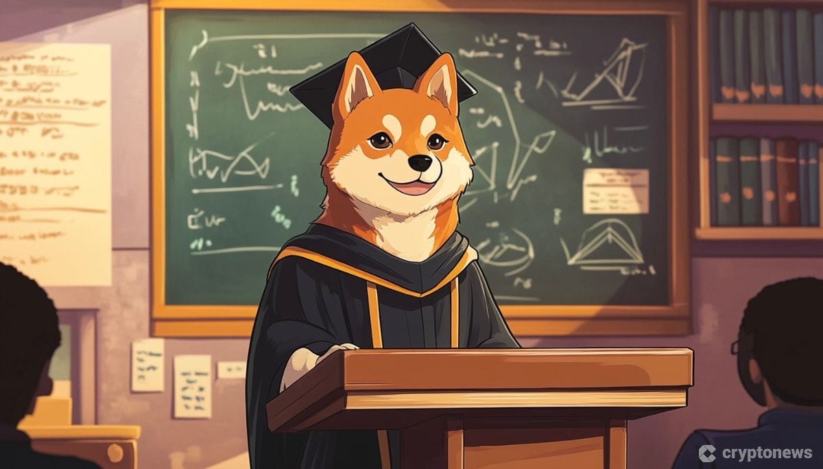 学位を取得し教壇に立つ芝犬