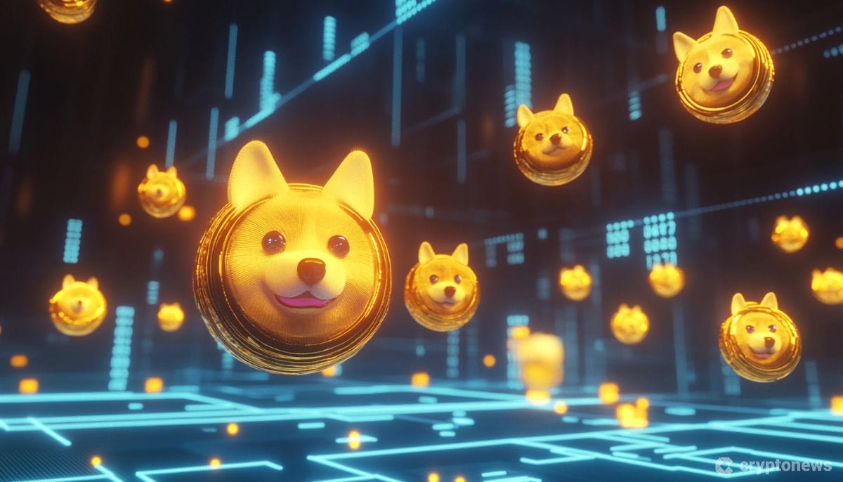 2024年に急成長を遂げたミームコインのロゴと上昇チャートを表現したイラスト