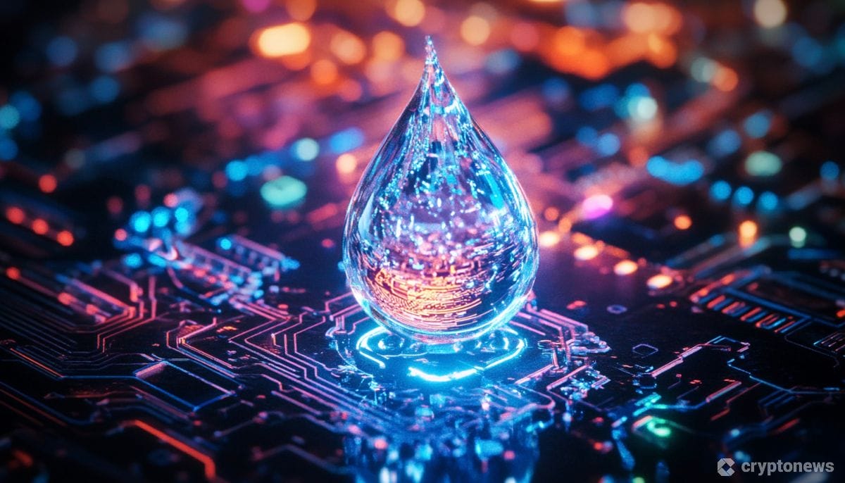 電子基盤の上に落ちる水滴