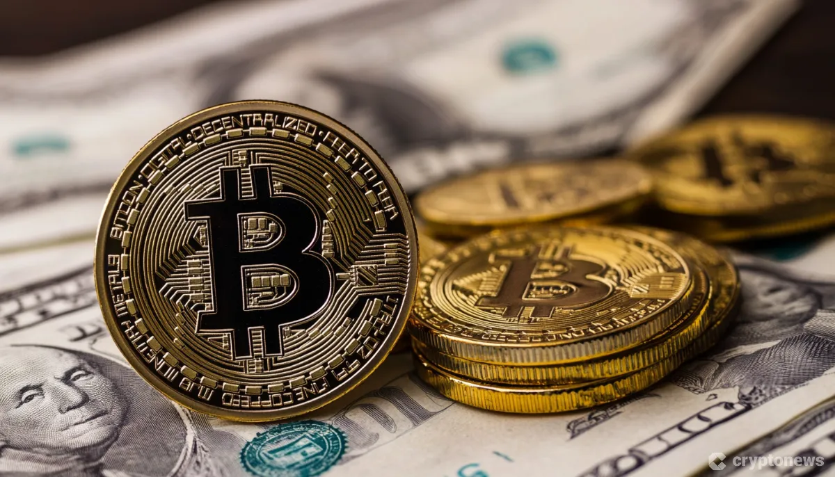 ドル紙幣の上にあるビットコイン