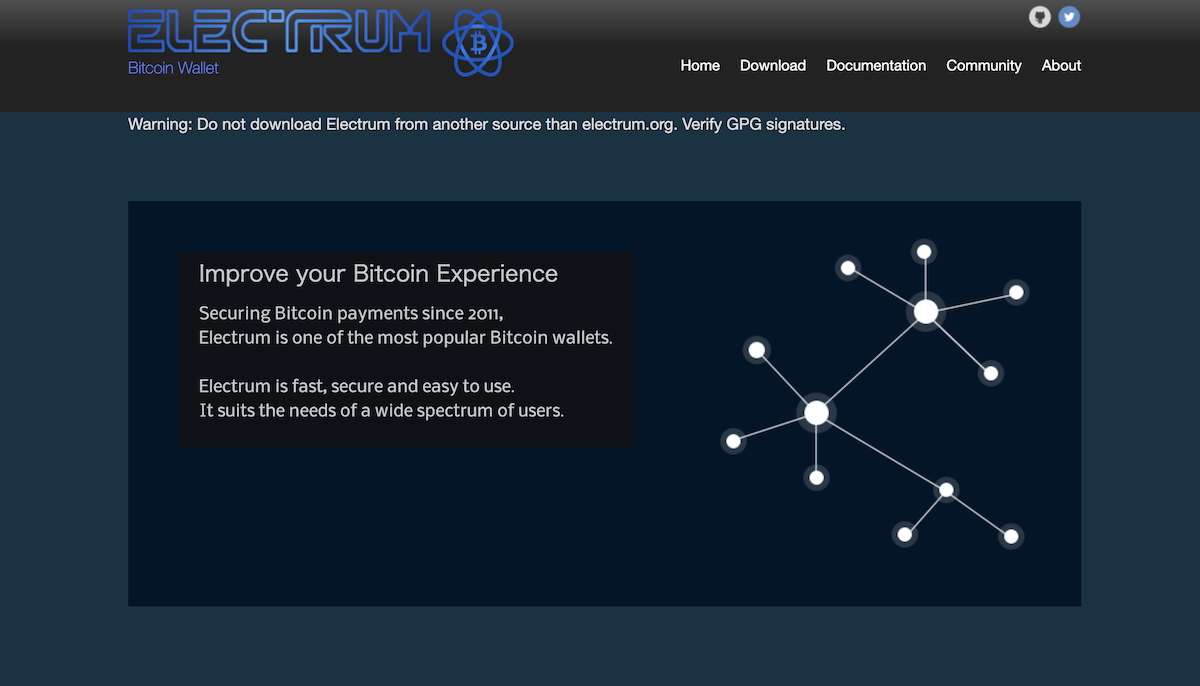 エレクトラム ビットコイン ウォレット ホームページ画像