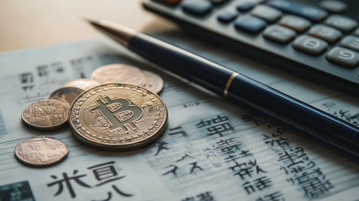 ビットコインとペンと新聞