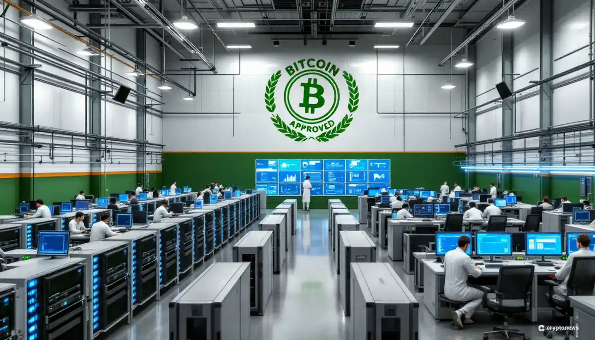 ビットコイン採掘施設と規制承認を示す公式印