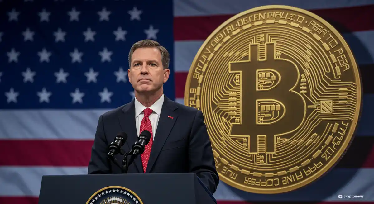 トランプ大統領が仮想通貨カンファレンスで演説する様子