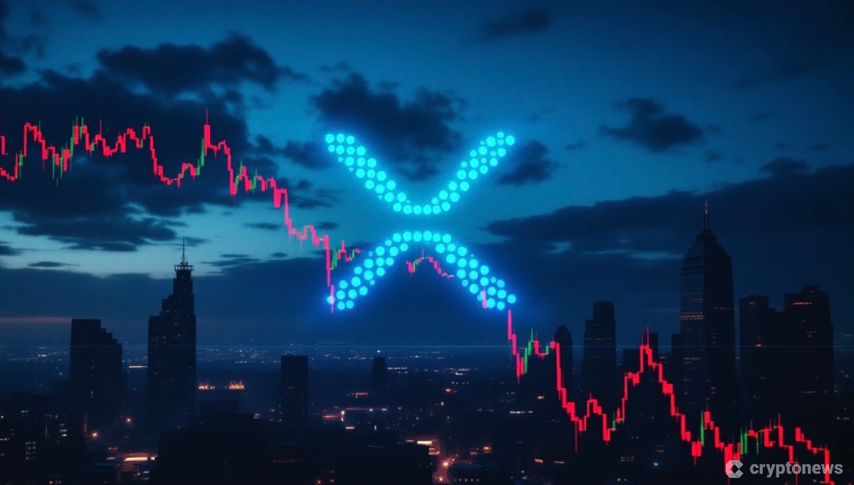 XRPロゴと停滞するチャートのイメージ図