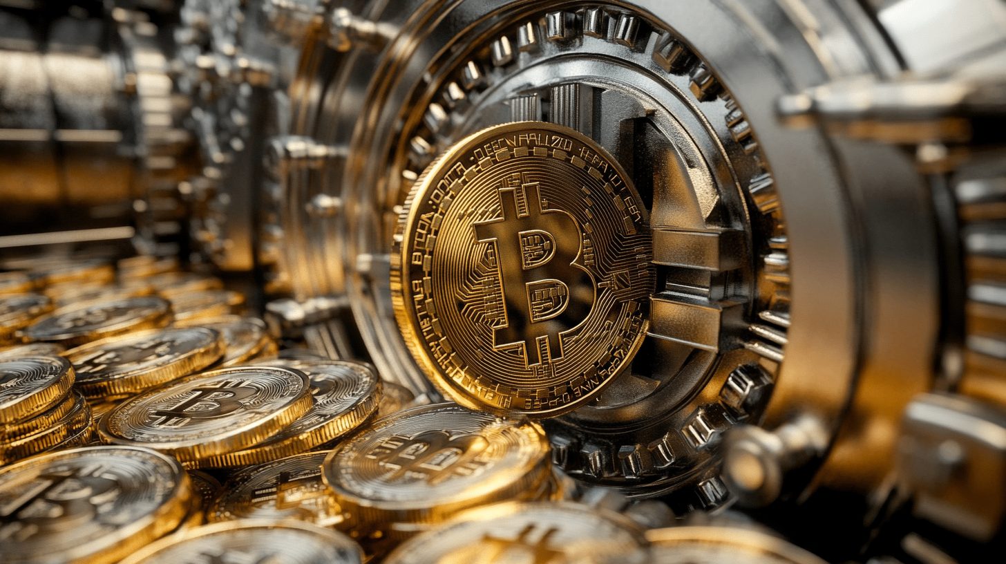 米国政府による没収ビットコインの移動を表すデジタルウォレットとバイナリコード