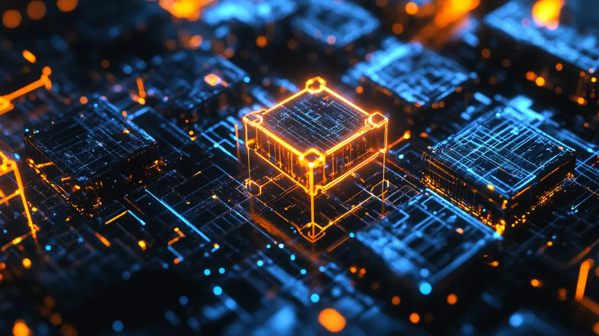 オレンジ色のボックスブロックチェーン