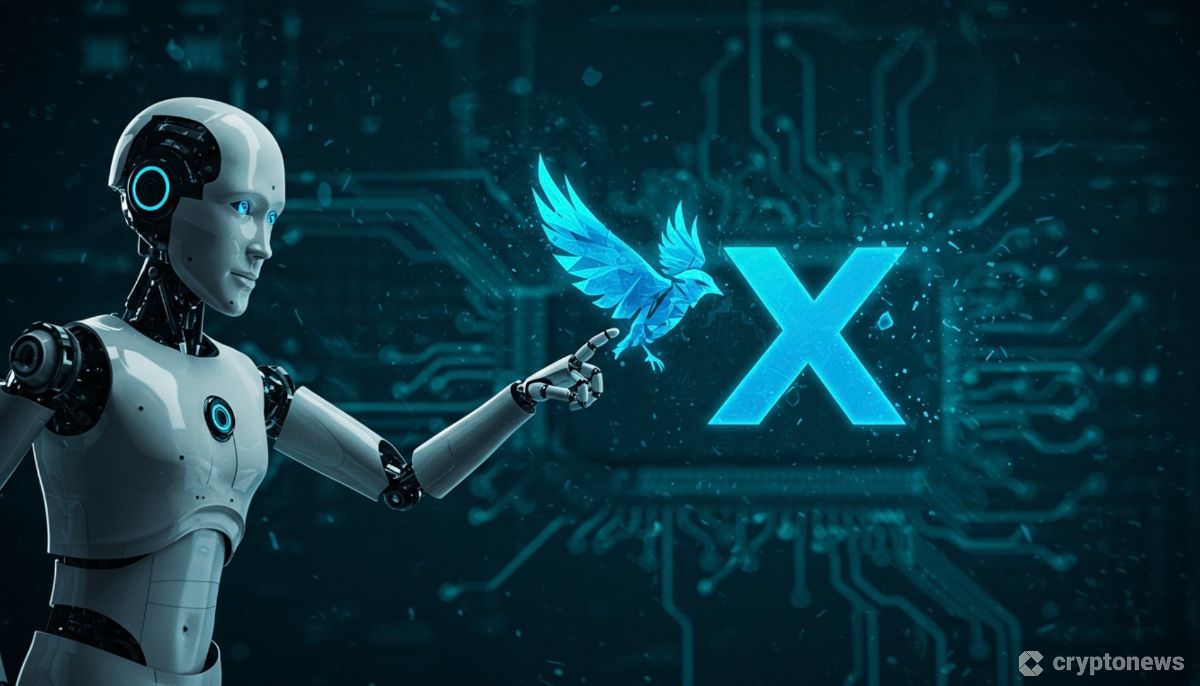 xAIとX社の統合を象徴する未来的なAIロボットとXロゴ