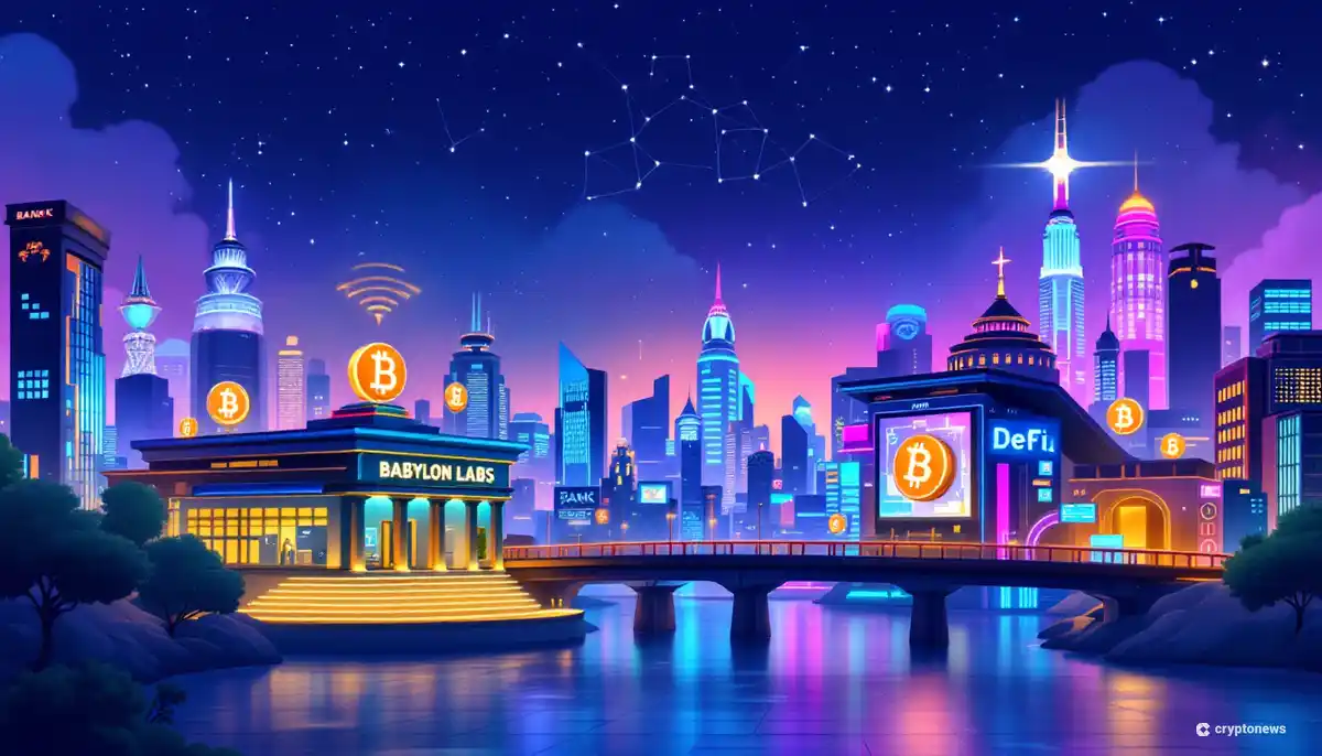 ビットコインと新しいブロックチェーンネットワークを結ぶ安全な接続を表現したイメージ