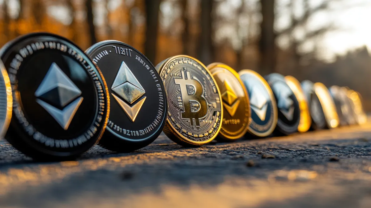 横一列に並ぶ複数の仮想通貨