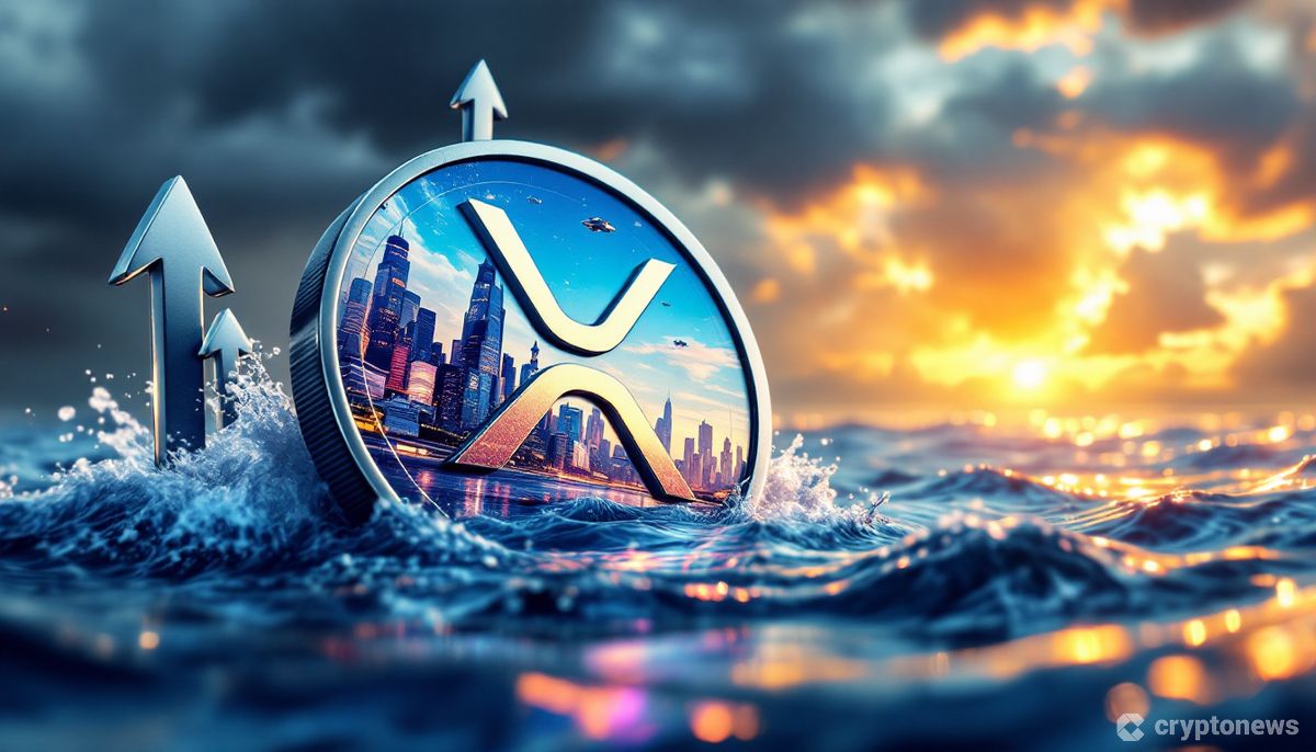 リップル(XRP)の価格変動を示す抽象的なデジタルイメージ