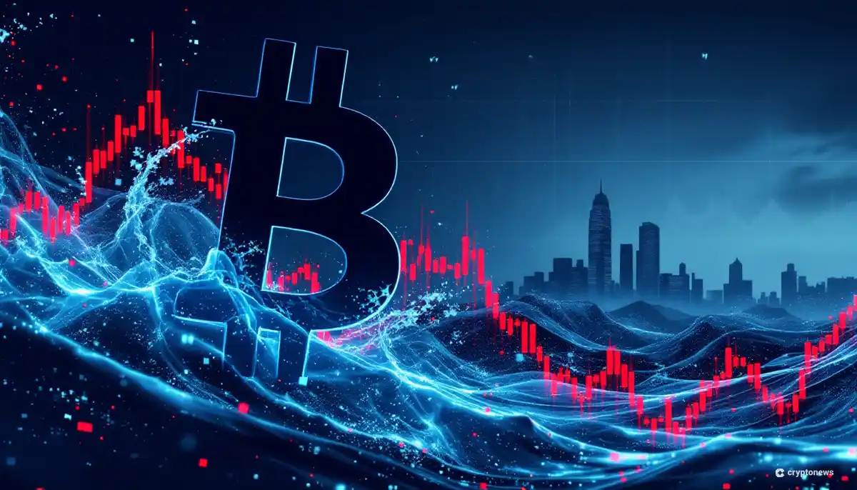 ビットコイン投資における未実現損失を示す抽象的なデジタルイメージ