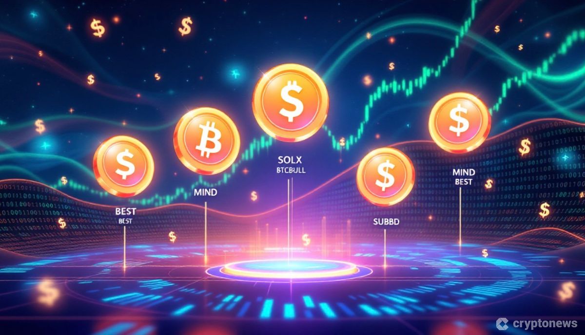 拡大鏡で見る5種類の1ドル以下の仮想通貨コイン