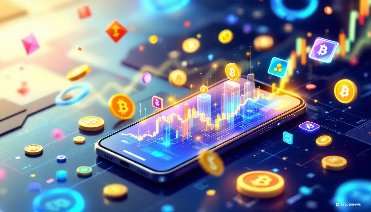NFTと仮想通貨取引オプションを表示するMagic Edenのデジタルインターフェース