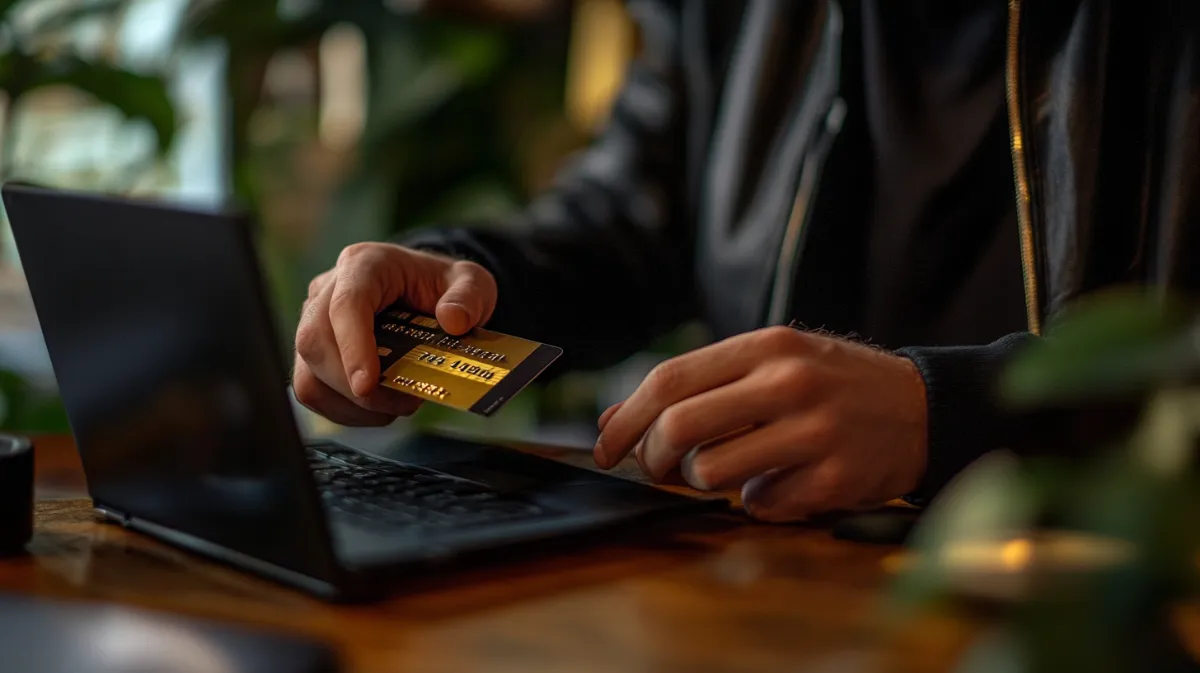 クレジットカードで仮想通貨を購入する男性