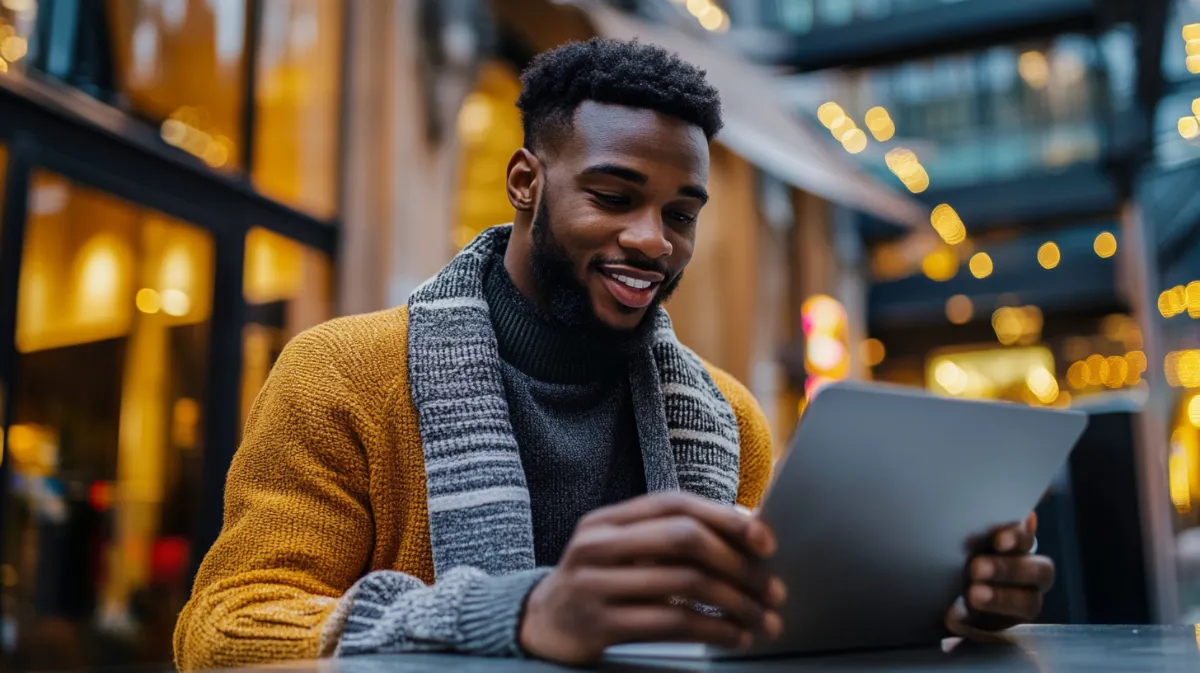 メニューを見ている欧米男性