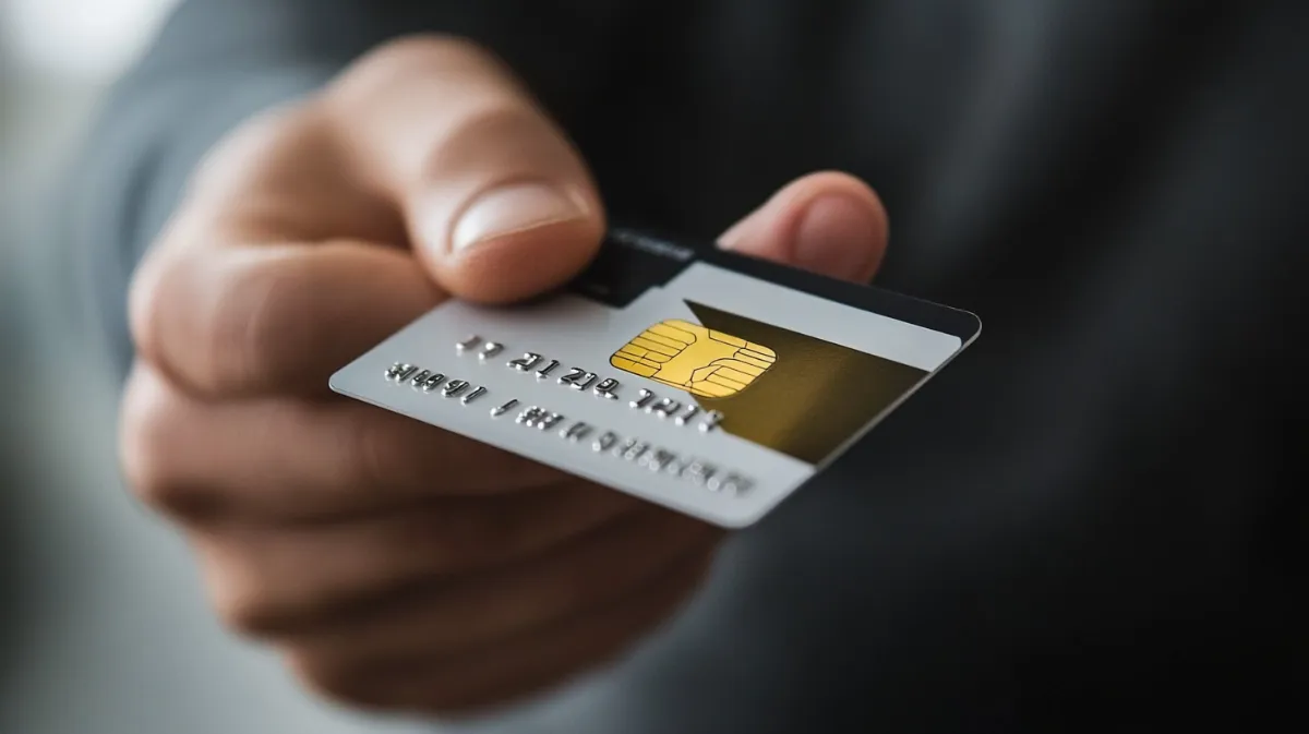 クレジットカードを持っている男性