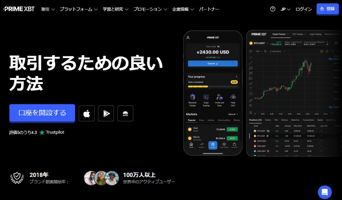 PrimeXBTトップページ