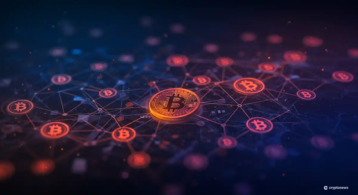 企業によるビットコイン投資戦略を象徴する抽象的なデジタルイラスト