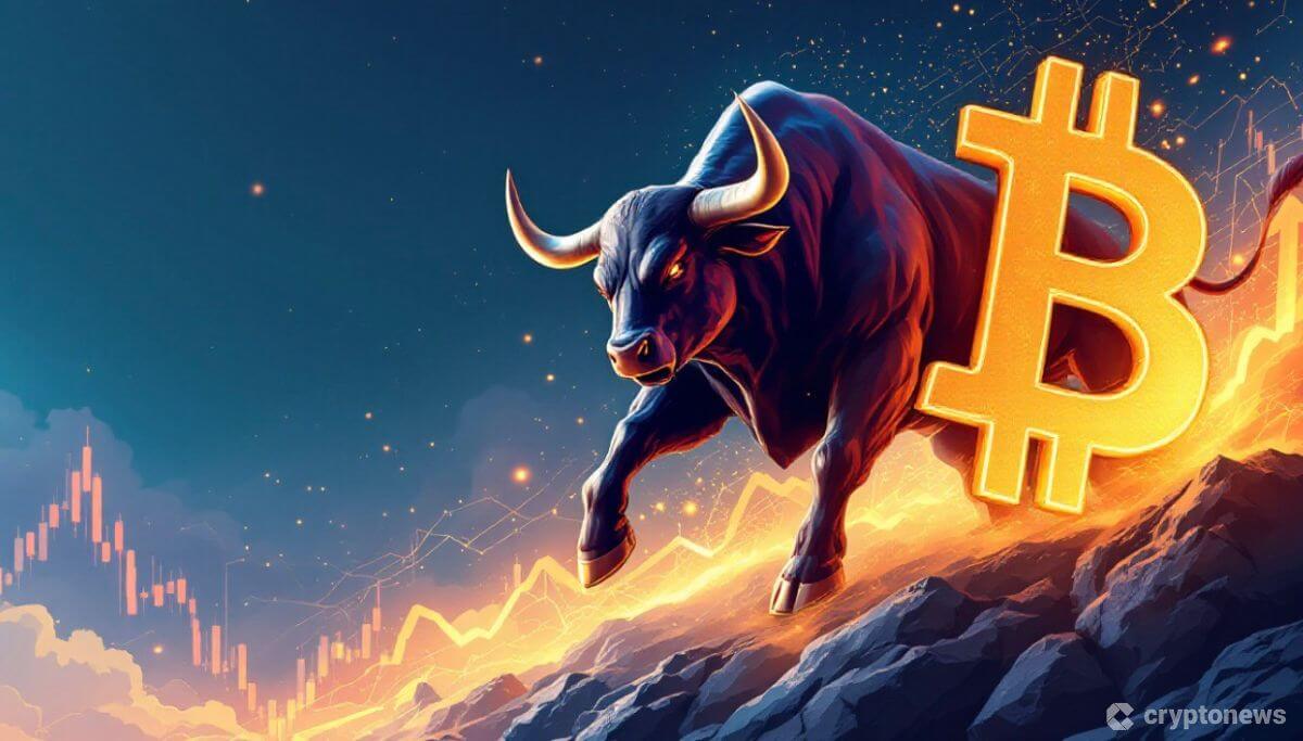 ビットコインに連動して上昇するBTC Bull Token(BTCBULL)の可能性を示す力強い雄牛のイラスト
