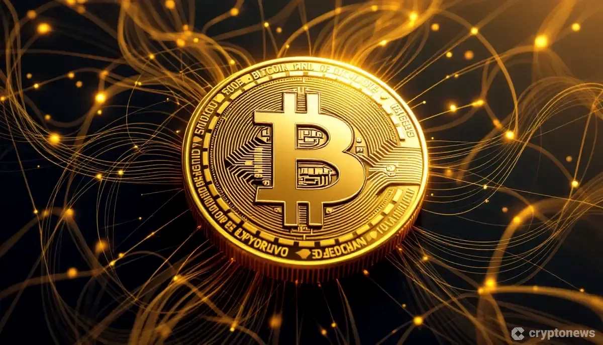 デジタルゴールドとビットコインの融合を示す抽象的なイメージ