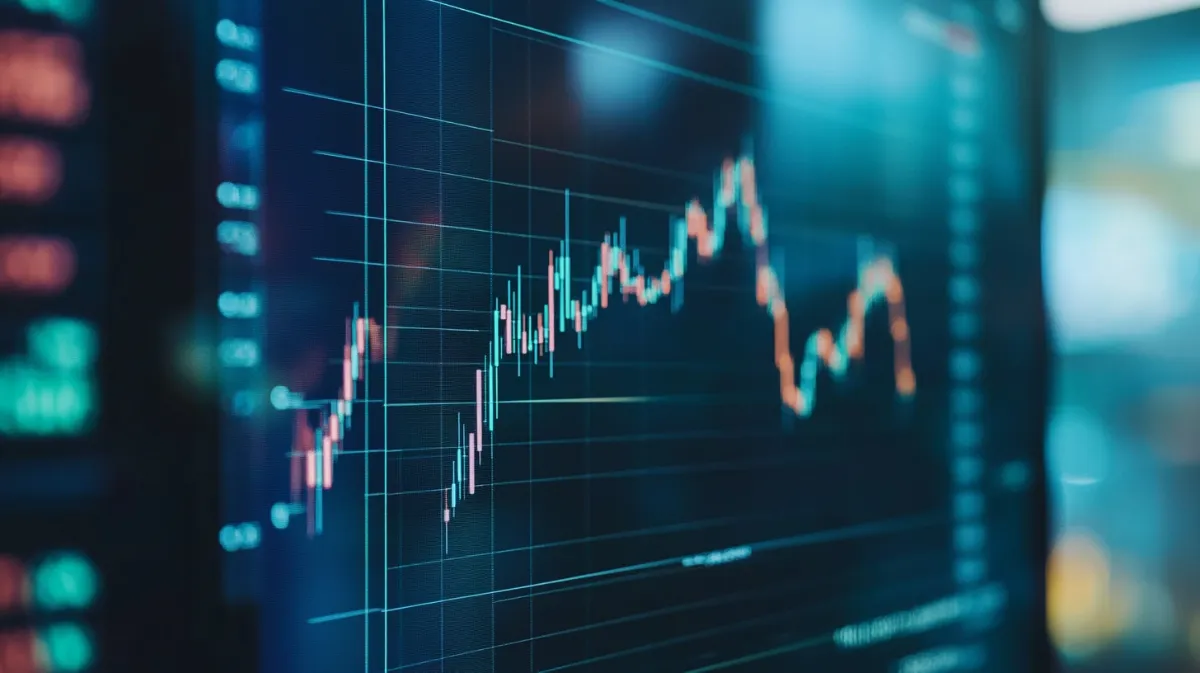 青い画面に映るチャート画面