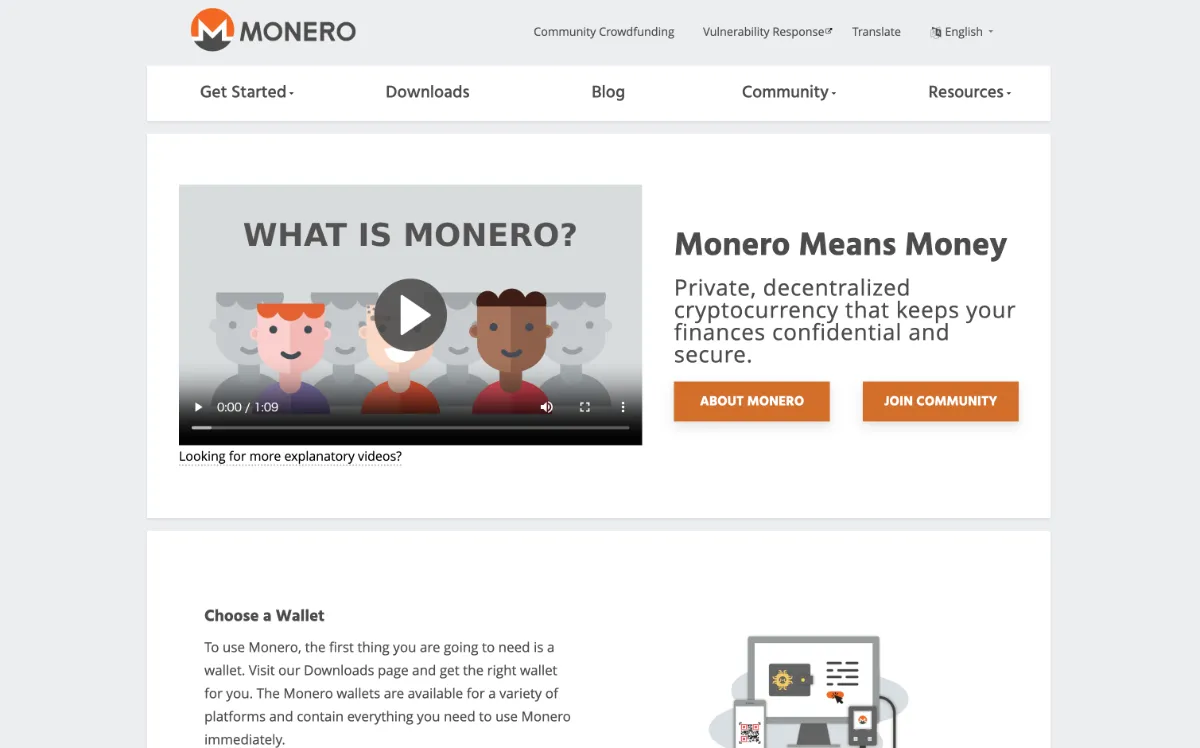 モネロ（XMR）の公式サイト