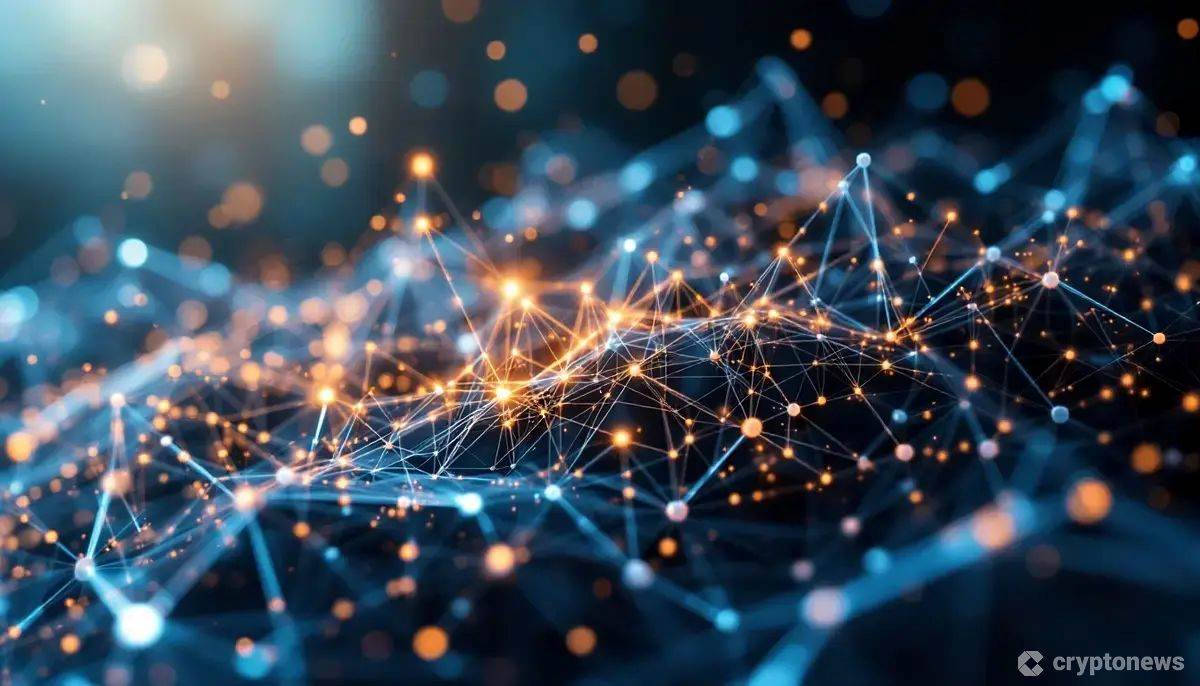 Suiブロックチェーンの成長を象徴する、急速に拡大する抽象的なデジタルネットワークノード